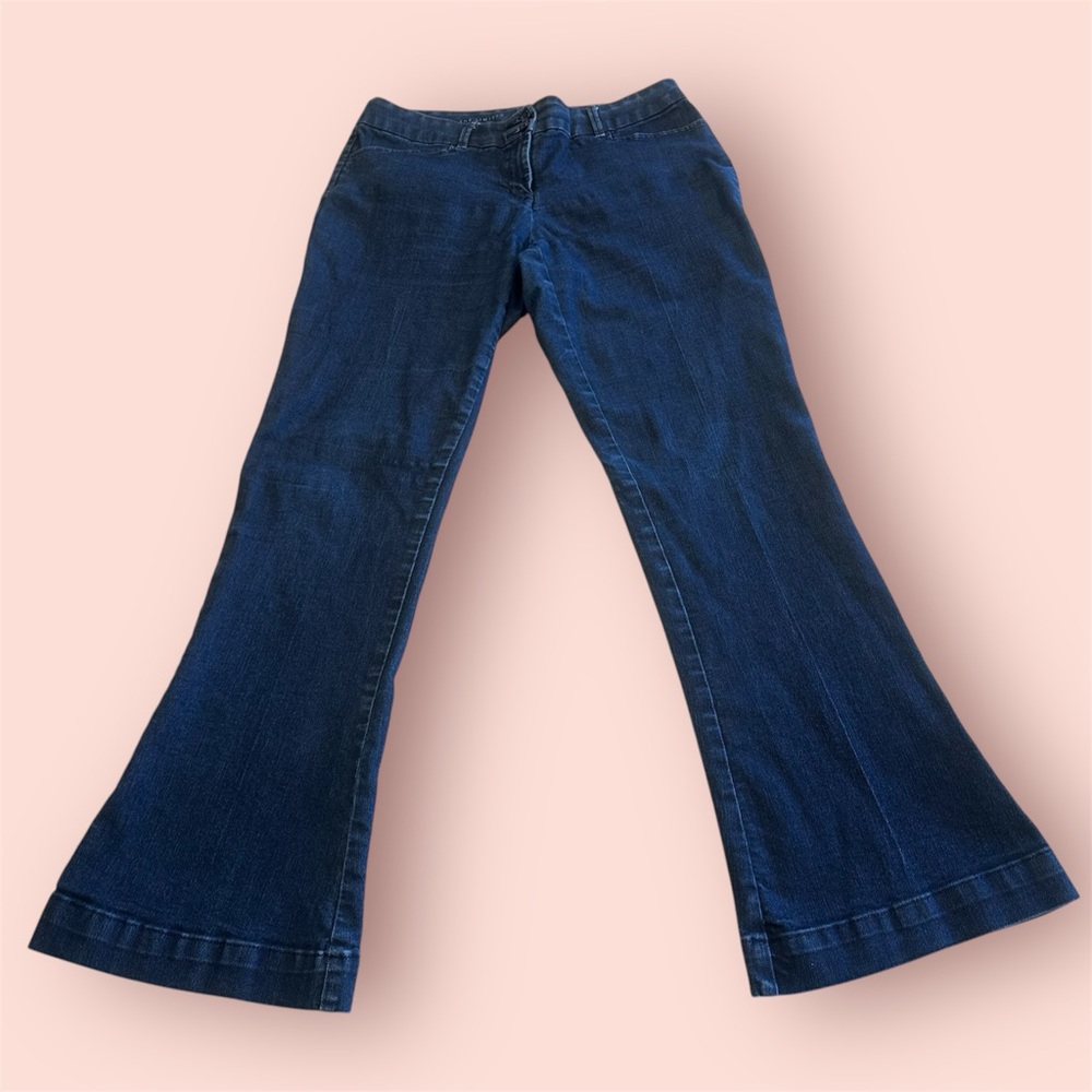 The Limited Women’s Dark Wash Denim Jeans Sz 8R Blue Flare Leg 679 Boho Hippie